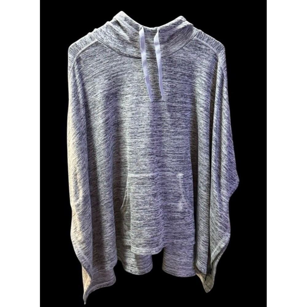Xersion Medium Tall MT Gray Heather Hoodie Poncho Pullover Athleisure Cowl Neck - Picture 1 of 8